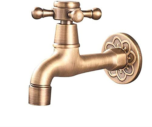 Wasserhahn mit antikem Messing-Finish für Waschmaschine und Garten im Freien