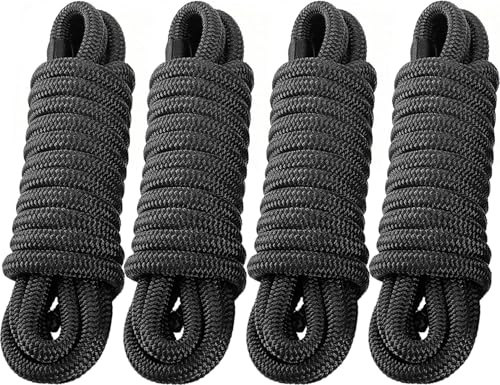 Dock Lines - Paquete de 4 líneas de muelle de nailon trenzado doble de 3/4 pulgadas x 25 pies con ojal de 15 pulgadas, cuerda de barco fácil de usar, líneas de muelle de grado marino para barcos,