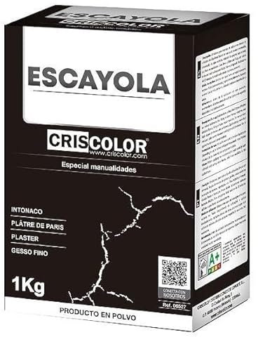 TECHZOCO Escayola para moldear, Escayola en polvo, Escayola para manualidades, Producto en polvo, Tiempo de fraguado mínimo 24 horas, Modo preparación para diluir en agua, Color Blanco, Contiene 1 Kg