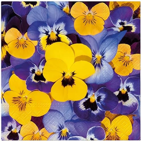 20 Napkins Spring Pansies on Top of Each Other as Table Decoration Paper Napkins with Motif Also for Decoupage and Decoupage 33 x 33 cm
