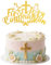 Tinoaly First Holy Communion Cake Topper, Paper Christening Baby Shower Party Decorations My First Communion Cake Decor Confirmation Party Supplies Holy Celebration (Gold Glitter)