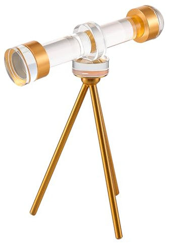 CNCRMEM Estatua de cristal para regalo, telescopio astronómico minimalista moderno, decoración de escritorio, decoración de sala de estar, decoración de arte de cristal para oficina, sala de estar