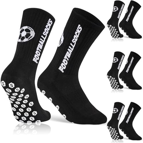 Niofind Fußball Socken, 3 Paar Anti Rutsch Football Socks, Grip Socken Fussball für Herren Damen Kinder, Rutschfeste Sportsocken für Fußbälle Basketball Laufen, Fussball Geschenke,Schwarz, 39-42