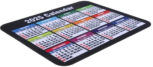 Gadpiparty 2025 Calendar Mouse Pad Desk Mat 20x24x2mm Small English Desktop Office Computer Gaming Keyboard Mat Non-slip Black for Home Work