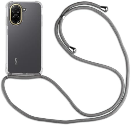 betterfon Handykette Hülle kompatibel mit Xiaomi Redmi A5 4G (Global 171,7mm) / Poco C71 4G | Smartphone Hülle Case mit Band | Handyhülle Handyband zum Umhängen | Grau
