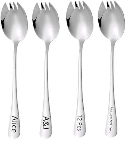 Personalised 4-Piece Stainless Steel Spork Set,Custom Cutlery with Any Text,Laser Engraving