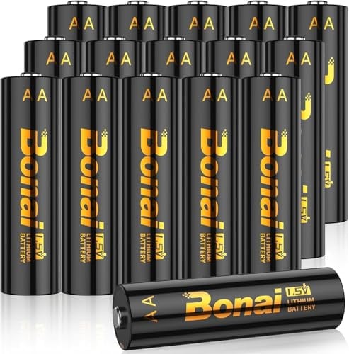 BONAI 16 Pezzi Batterie AA al Litio 1,5V, Pile Stilo AA Non Ricaricabili, Tenuta Stagna e 10 Anni di Conservazione per Telecamere di Sicurezza, Serrature Elettroniche e Controller