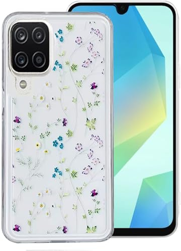 Reevermap for Samsung A12 Case Flowers Transparent Soft TPU for Samsung Galaxy A12 Phone Case Slim Shockproof Silicone Clear Bumper Shell Back Cover for Women Girls, Rattan
