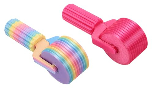 PRETYZOOM Lot de 2 Rouleaux à Peinture Texturés 3D pour Impression Artistique Outils de Création de Motifs Muraux en Caoutchouc Couleurs Macaron et Rose Vif pour Projets DIY Décoratifs et