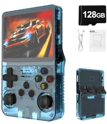 R36S - Console de Jeux Portable rétro avec écran IPS de 3,5 Pouces, Batterie de 3500 mAh, Carte TF de 128 Go, Plus de 20 000 Jeux, système Linux Open Source pour Adolescents et