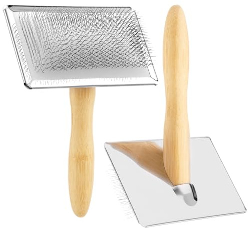 2 Pcs Wool Carders for Felting Wool Carding Brushes Sheepskin Brush Craft Wools Needle Felting Tools with Solid Wood Handle Carding Brush for Craft Felt Project Dog Brushes