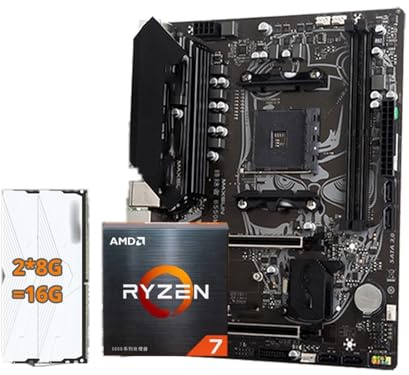 Carte Mere pc Kit Carte mère Fit for MAXSUN B550M avec processeur Ryzen 7 5700X, mémoire DDR4 16 Go (8 x 2) 3 200 MHz, for Ordinateur de Bureau et Jeu