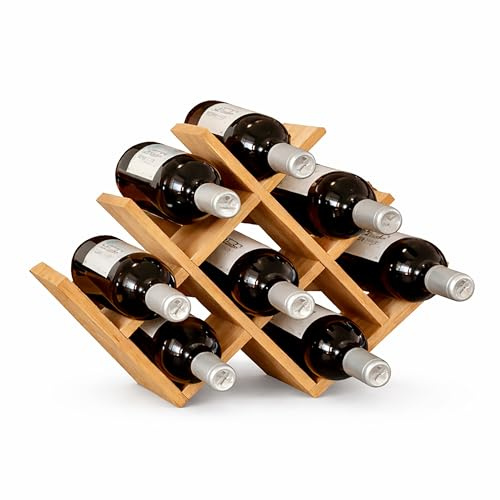 Relaxdays Weinregal, 8 Flaschen, Bambus, HBT: 29 x 42,5 x 10 cm, Weinhalter für Rot- & Weißwein, Flaschenregal, Farbwahl | Weinhalter für Rot- & Weißwein, Flaschenregal