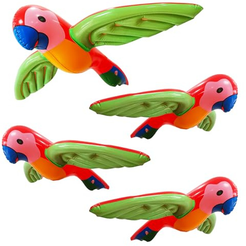 4 Stück Aufblasbarer Papagei, Pool Aufblasbare Papageien Spielzeug, Papagei Deko für Pirat Piraten Kostümzubehör, Tropische Vogel Deko, für Halloween Hawaii Karneval Party Strand Foto Requisite