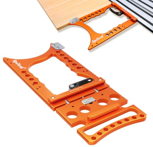 SpeTool 90° Winkelanschlag für Führungsschiene, Präzisions-Anschlag aus Aluminium, Führungsschienen-Winkel für Tauchsäge, kompatibel mit DeWALT Führungsschienen