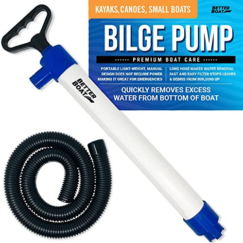 Bomba de sentina manual para barcos, kayak, canoa, bomba de agua de mano, bomba de sifón, barco de kayak con manguera, portátil, capacidad de 20 galones por minuto, succión de grado marino regular