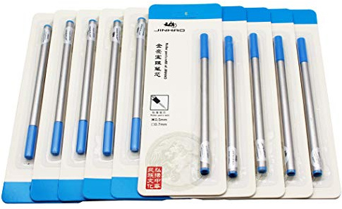 Abcsea 10 Pieces Jinhao Pen Refill 0.5 mm, Rollerball Standard Pen Refills Blue