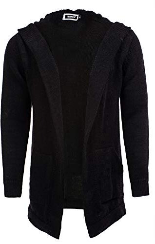 CARISMA Herren Strickjacke Herren Jacke mit Kapuze 7601, Black, S
