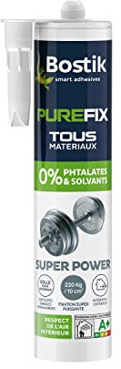 Bostik Mastic de Fixation Super Power – Objets Lourds – Colle Tous Les Matériaux Même Humides – Intérieur et Extérieur – Hybride Polymère – Sans Phtalates et Sans Solvants – Blanc – 290 ml