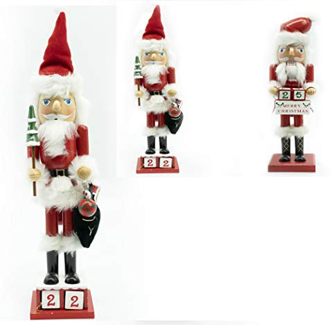 Schiaccianoci di Natale Soldato di Legno, 36cm di Altezza, Statuetta Nutcracker Soldier da Collezione, BURATTINO Dipinto A Mano, su Base, Regalo Decorazione