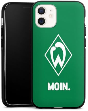 Silikon Hülle kompatibel mit Apple iPhone 12 Case schwarz Handyhülle SV Werder Bremen Offizielles Lizenzprodukt Moin