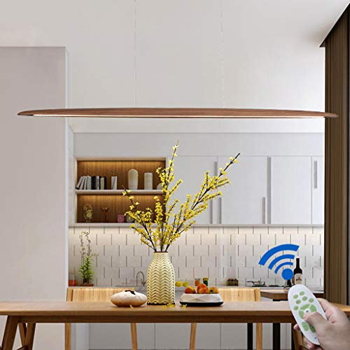 AHQX LED Moderne Hängelampe Schwarz Nussbaum Holz Pendellampe Wohnzimmer Pendelleuchten Einfachheit Extreme Kronleuchter 3000K-6000K Höhenverstellbar Droplights Restaurant Halle Hangeleuchte