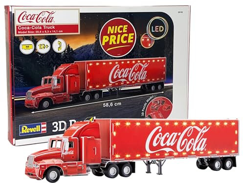 Revell 3D Puzzle 00152 Coca-Cola Weihnachtstruck mit LED-Beleuchtung Welt in 3D entdecken, Bastelspass für Jung und Alt, Rot