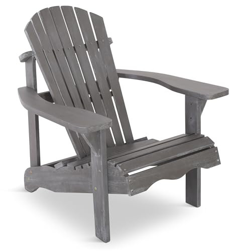 Raburg Gartensessel SUNJA Premium in ALT-GRAU - Akazie Hartholz, lackierter XXL Design-Gartenstuhl Canadian Adirondack Deck-Chair/Hamburger Alsterstuhl, belastbar bis 150 kg