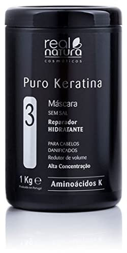 Real Natura - Máscara Sin Sal Puro Keratina - Reparación Profunda - Hidratación Intensa - Fortalecimiento Capilar - Fragancia Duradera - 1 kg
