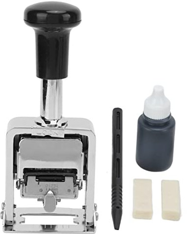 Omabeta Numbering Stamp with 5 Digit Number, Comfortable Handle Clear Automatic Jump Number Self Inking Metal Sequential Automatic Stamp for Accounting Medicine Banking