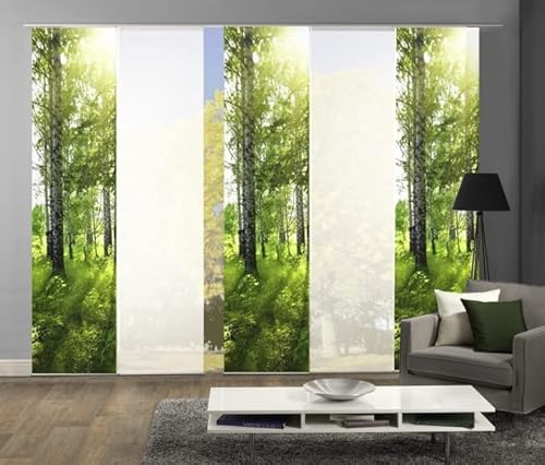 wohnfuehlidee 5er-Set Flächenvorhang, Deko Blickdicht, Galway, Höhe 245 cm, 3X Dessin /2X Uni transparent