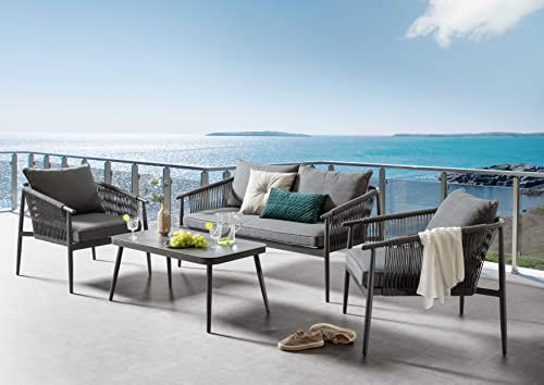 Destiny Sofa Set Verona 2-Sitzer, 2 Sessel, 1 Tisch, inkl. Auflagen, anthrazit