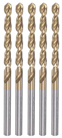 sourcing map 5pcs Twist Drill Bits 3.5mm Titanium Coated (HSS-E) M42 High Speed Steel 8% Cobalt Straight Shank for Stainless Steel Aluminum Alloy Metal