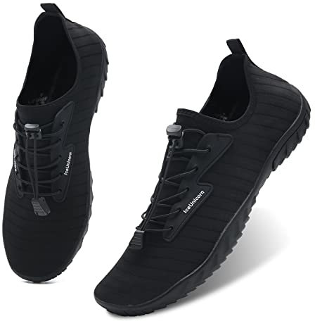IceUnicorn Badeschuhe Herren Damen Barfussschuhe Minimalistische(Klassisches Schwarz,40EU)