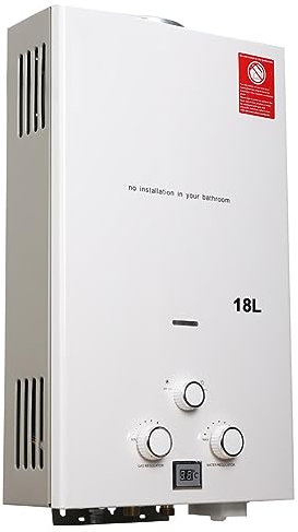 NICCOO Scaldabagno a Gas, 18l 36kw Di Petrolio Liquefatto Scaldabagno A Gas Propano/Gpl, Scaldabagno Istantaneo Senza Serbatoio Con Kit Doccia, Per Casa, Camper Ed Esterni, Bianco