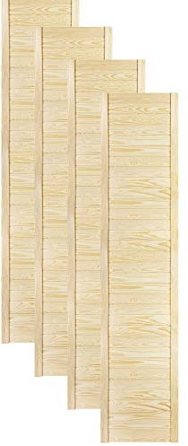 DecoMeister Lamellentüren Holz 4er Pack 444x1995 mm | Holztür aus massiver Kiefer mit fühlbarer Struktur | Möbelfronten für individuelle Renovierung | Lamellentür für Schrank oder Garderobe | Natur