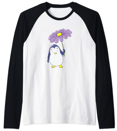 Pinguine Regenschirm Blume Raglan