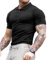 Lehmanlin Men's Muscle Polo Shirts Short Sleeve Casual T- Shirts Slim Fit Stretch Ribbed Golf Tops（Black/M）