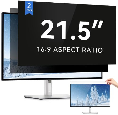 IPROKKO [2 Pack 21.5 Inch Computer Privacy Screen Filter, Removable Anti Glare Blue Light Scratch Protector Film for 21.5inch Computer 16:9 Widescreen Monitor, Anti Spy Security Protector Shield