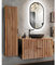 Lomadox Ensemble de meubles de salle de bain avec lavabo 100 cm, lavabo à poser, miroir LED anthracite avec chêne Nb. noir rainuré, l/h/p : env. 150/200/46,5 cm