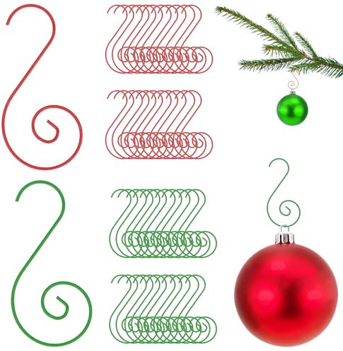 Christmas Ornament Hooks, 40PCS S-Shaped Bauble Hooks Metal Christmas Tree Hangers Hook for Xmas Party Balls Decorations Home Wedding DIY Crafts Hanging Decor A3SGZ (A)