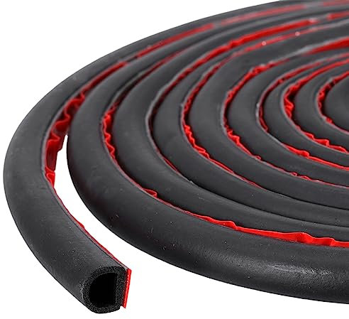 sourcing map D-Shape Door Rubber Seal Strip, 0.39x0.35 Foam Automotive Weather Stripping with Self-Adhesive for Cars, Truck, Door Window, Boats Soundproof Insulation Sealing (9.84Ft)