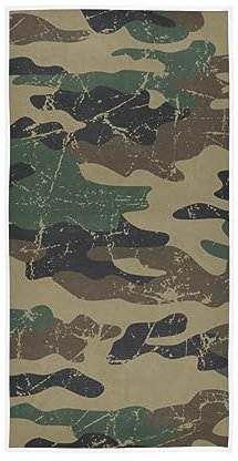 GAIREG Vintage grünes Camouflage-Handtuch Baumwolle saugfähig weich dekoratives Handtuch für Badezimmer 38,1 x 76,2 cm