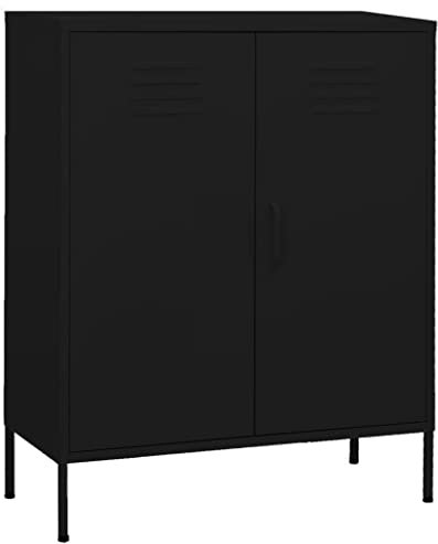 Hommdiy Metallschrank Lagerschrank Stahlschrank Aktenschränke Metallschrank Werkstatt Schwarz 80x35x101.5 cm Stahl