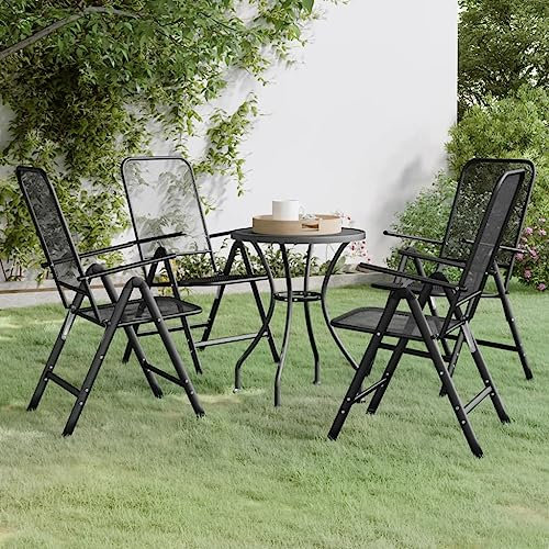 Möbel-Sets-5-teiliges Garten-Essgruppe, Streckmetallgeflecht, anthrazit
