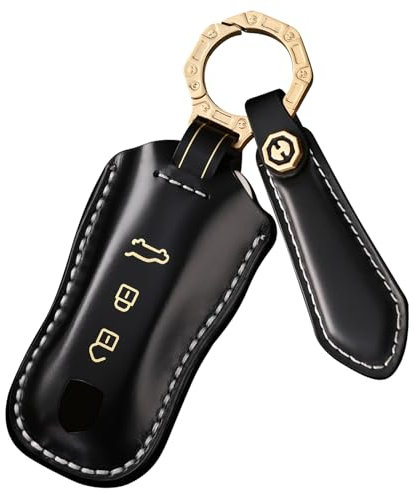 ontto Porte-clé en cuir fait à la main pour Porsche 911 Carrera, Noir