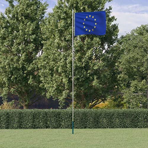 CIADAZ Mastil Flaggenmast und Europa-Flagge, Aluminium, 6,2 m, Flaggenmast