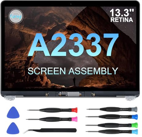 JQYDZH Replacement Screen for MacBook Air 13 inch A2337 M1 2020 Year (Model: EMC 3598 MGN93 MGNA3 MGND3 MGNE3 MGN63 MGN73) Full LED LCD Display Assembly 13.3 (A2337-Space Gray)
