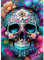 QINRUBB Skelett Diamond Painting Erwachsene, 5D Totenkopf Diamant Painting Bilder Anfänger, DIY Blumen Runder Vollbohrer Diamanten Malerei Stickerei Kreuzstich Geschenke Home Wand Dekor 30x40cm