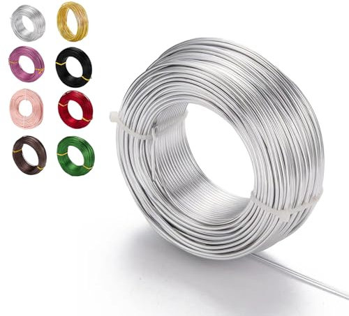 12 Gauge Aluminum Craft Wire,2mm 100 Ft/30m Silver Bendable Metal Crafting Wire for Floral Making Wire,Sculpting Metal Wire,Jewelry Making Wire,Binding Wire for Flower Wreath Making,Xmas Wreath Wire